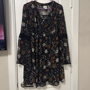 Knox Rose Black Sheer Floral Dress with slip